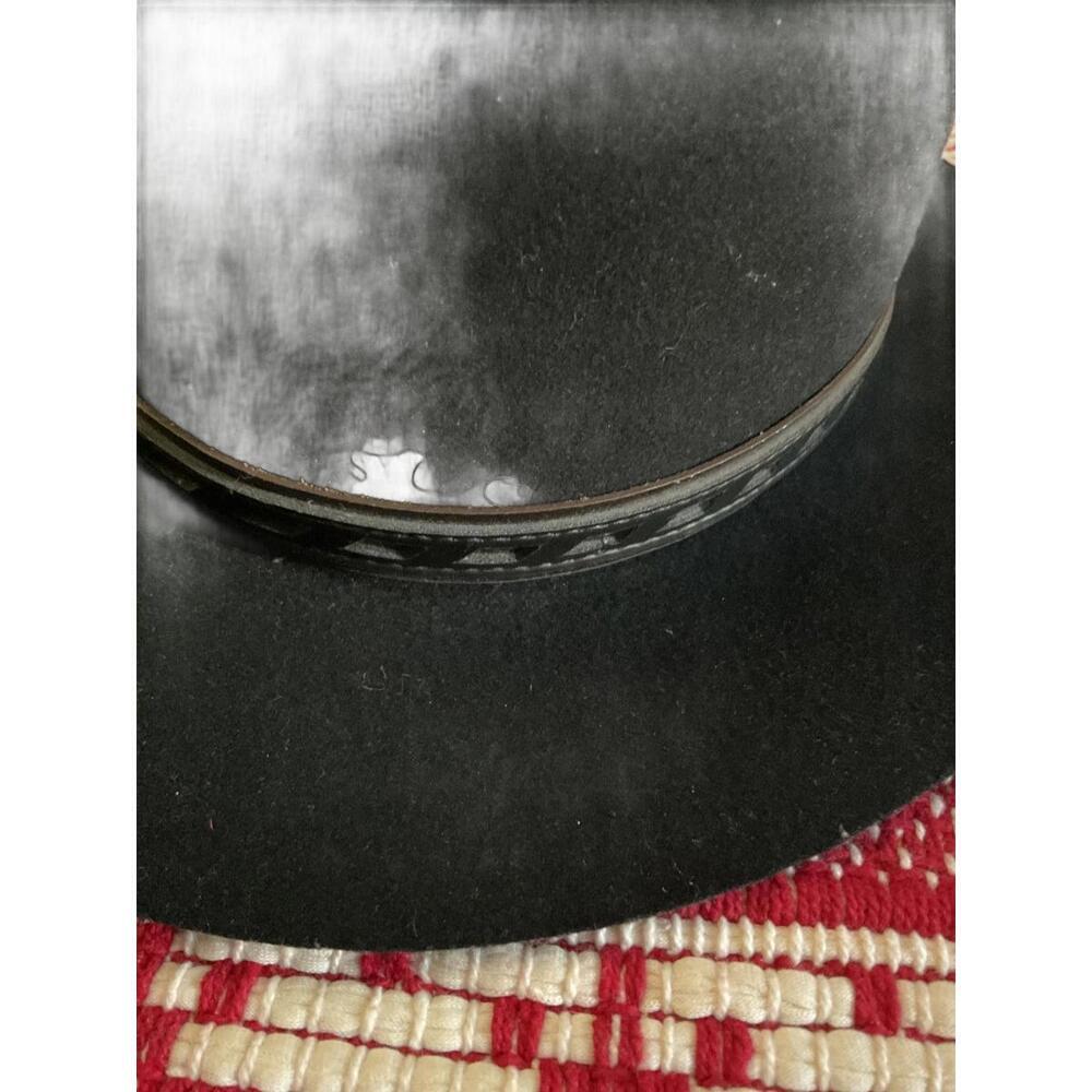 Rag & Bone Classic Black Wide-Brim Wool  Fedora Hat with Leather/Metallic Band M - Picture 4 of 8